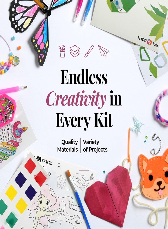 KOOL KRAFTS 20 Arts & Crafts Kit for Girls - The Surprise Craft Box, All-Inclusive DIY Craft Set with 20 Fun Projects, Individually Packaged, Easy Step-by-Step Instructions, Creative Activity Gift for Kids - Image 4